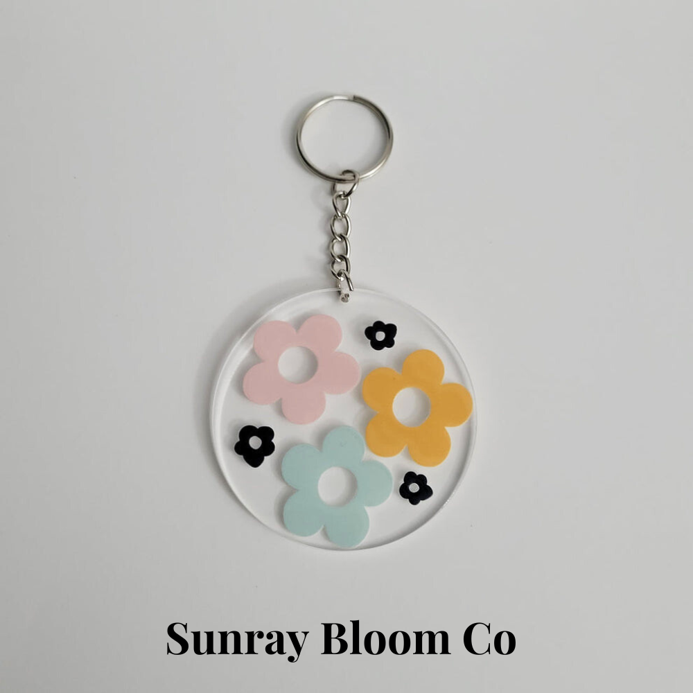 Retro Flower Vibes Acrylic Keychain