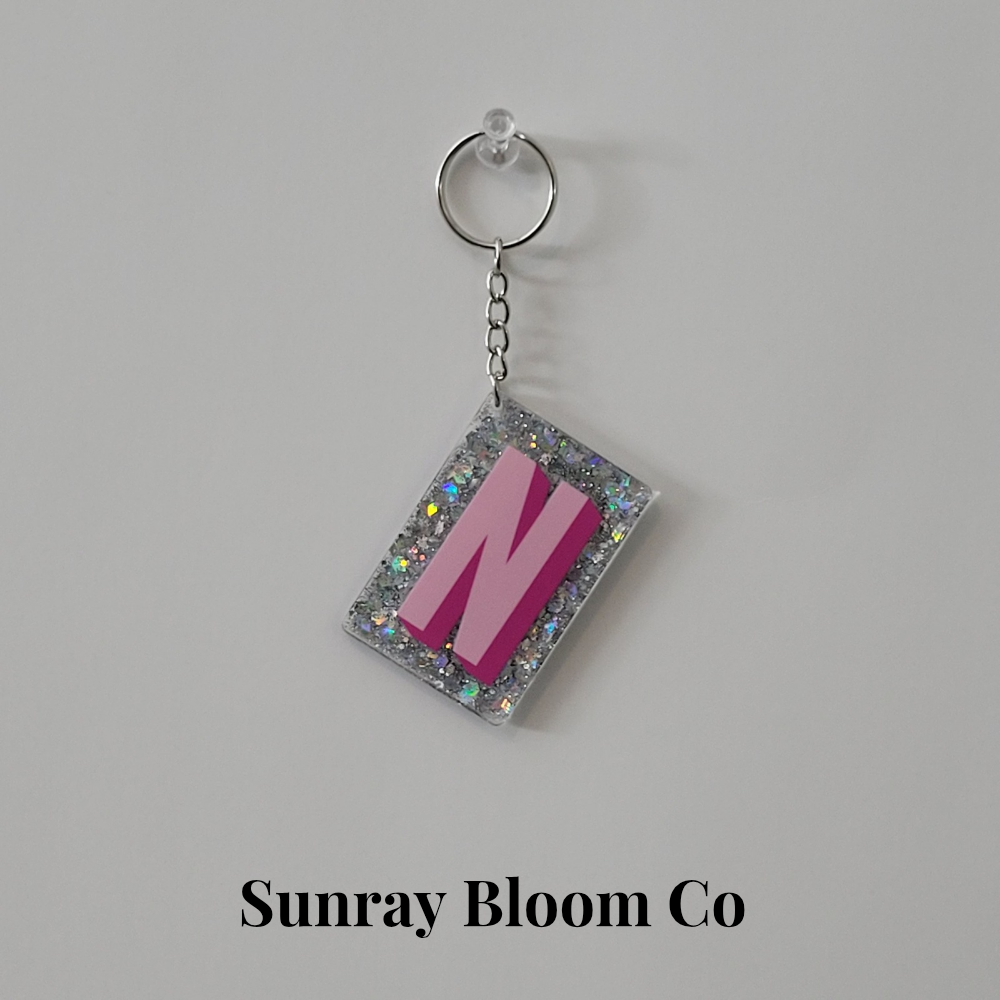 N Personalized Glitter Keychain