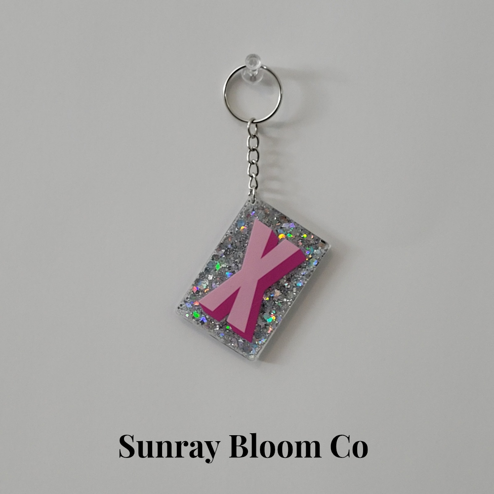 X Personalized Glitter Keychain