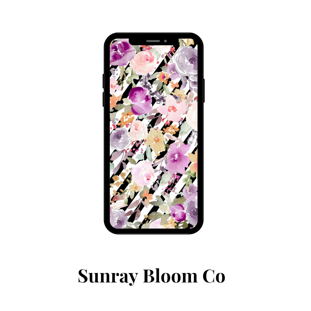 Mauve Watercolor Floral Phone Wallpaper Digital Download