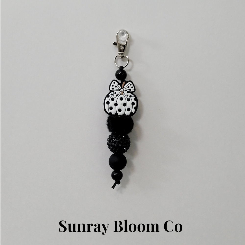 Polkadot Pumpkin Beaded Clip