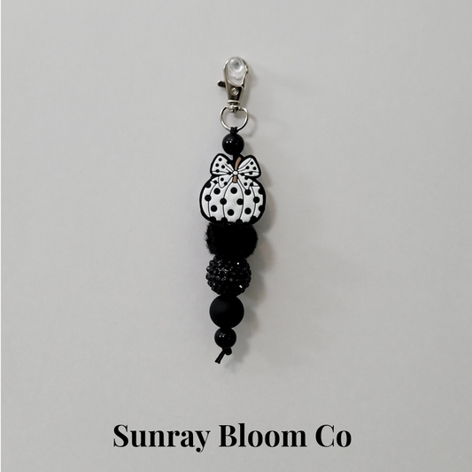 Polkadot Pumpkin Beaded Clip
