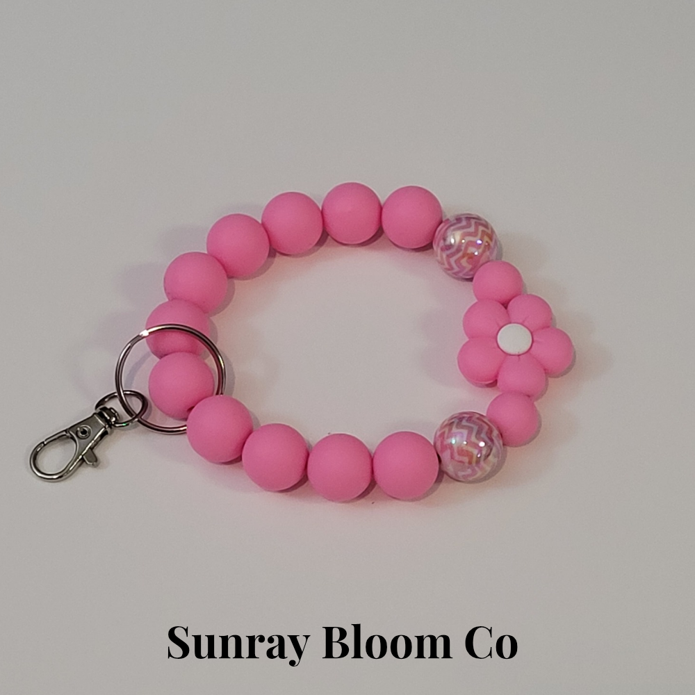 Pink Focal Flower Wristlet