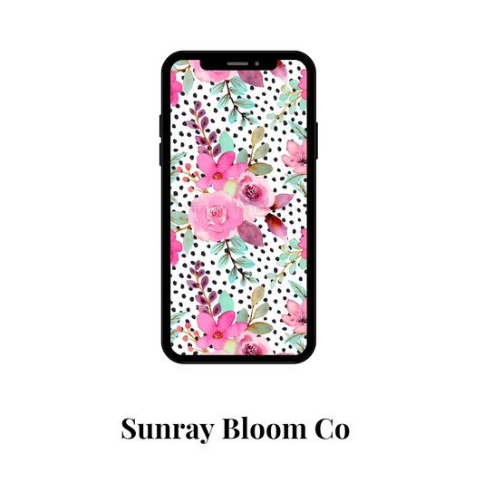 Dark Pink Watercolor Floral Phone Wallpaper Digital Download