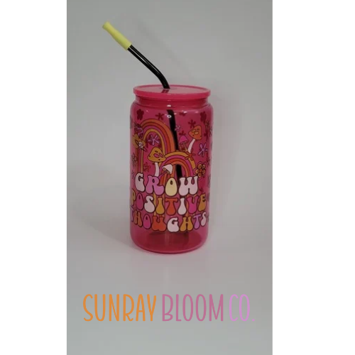 Grow Positive Thoughts Glass Drinkware
