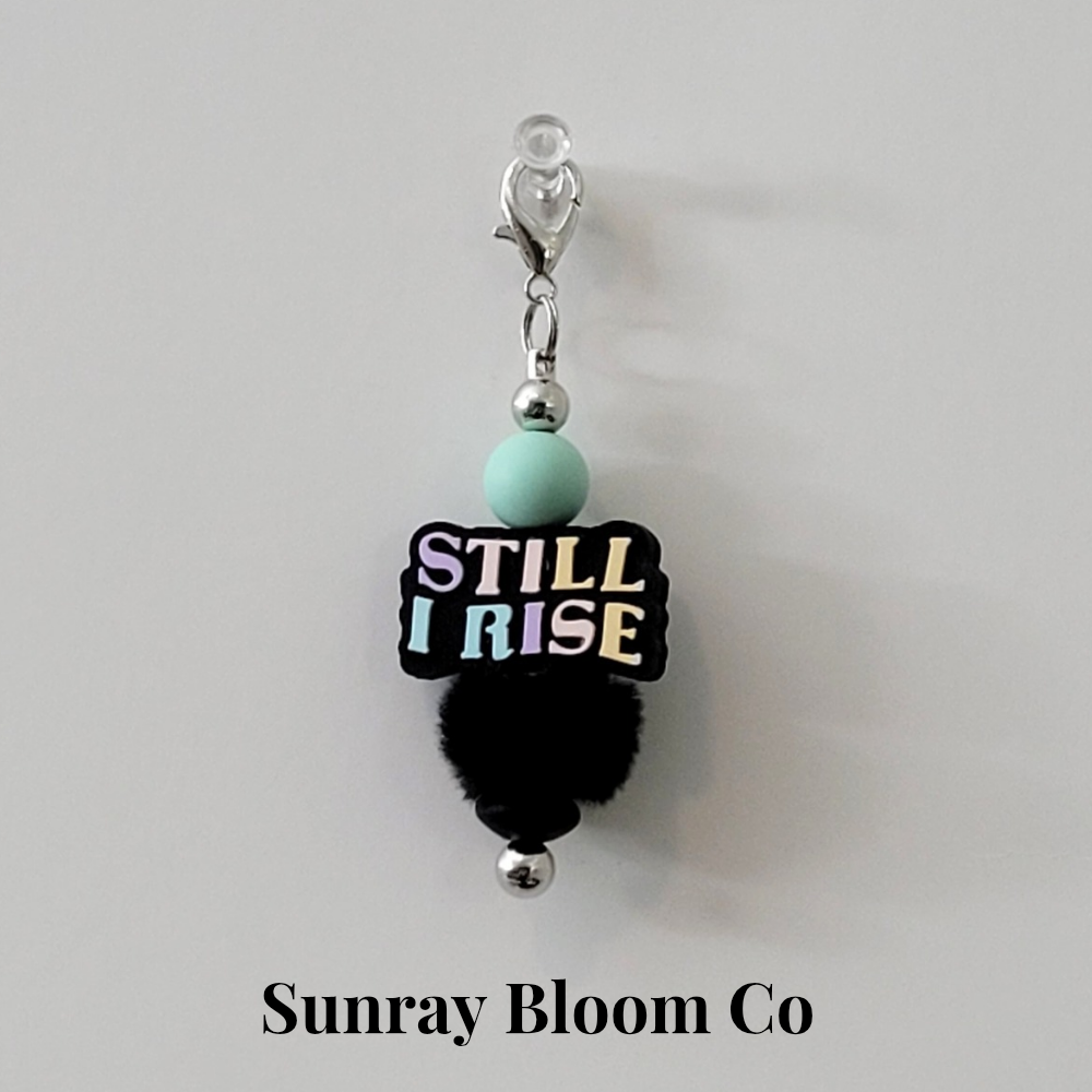 Still I Rise Teal Beaded Bar Clip