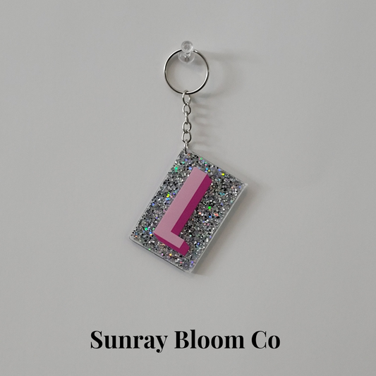 L Personalized Glitter Keychain