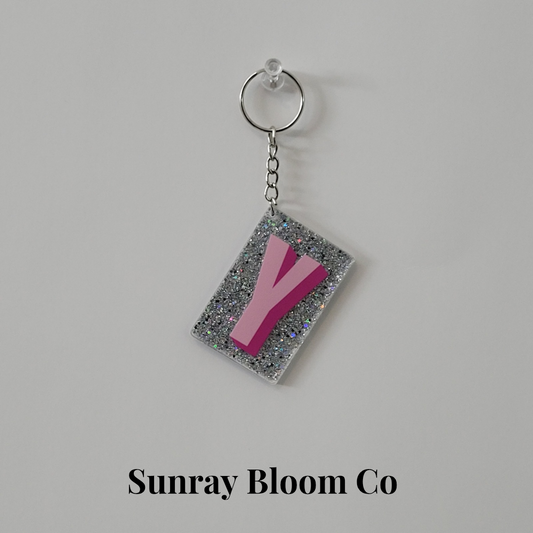 Y Personalized Glitter Keychain