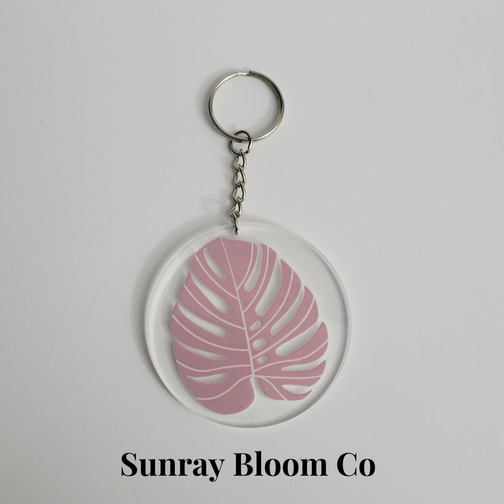 Mauve Monstera Leaf Acrylic Keychain