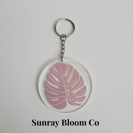 Mauve Monstera Leaf Acrylic Keychain