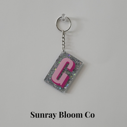G Personalized Glitter Keychain