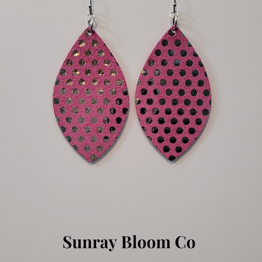 Silver Polkadot Pink Earrings