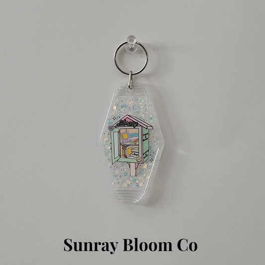 Library Glitter Hotel Keychain