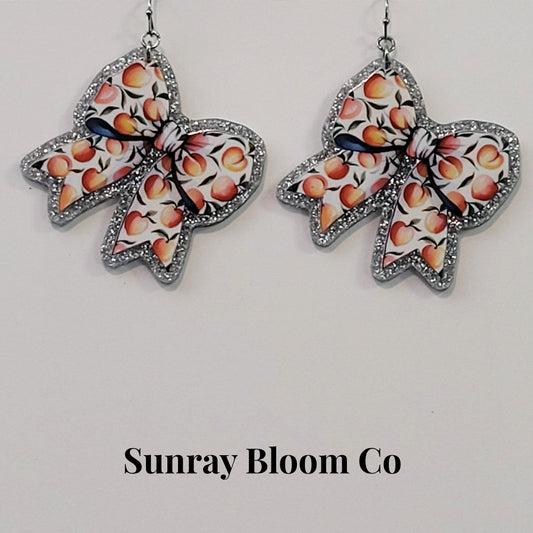 Peachy Bow Acrylic Earrings
