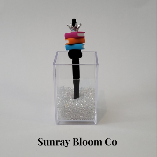 Queen of Books Blue Orange Fuchsia Pen