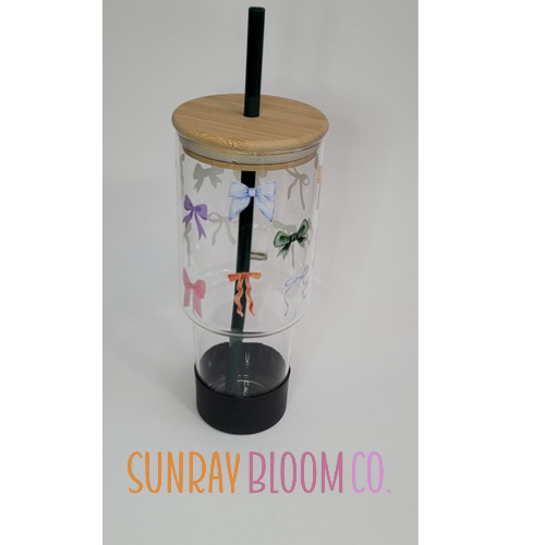 Colorful Coquette Bows Glass Drinkware