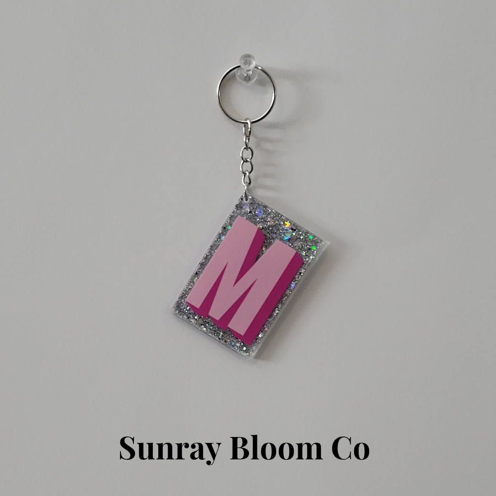 M Personalized Glitter Keychain