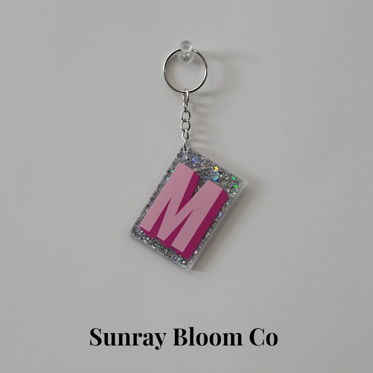 M Personalized Glitter Keychain