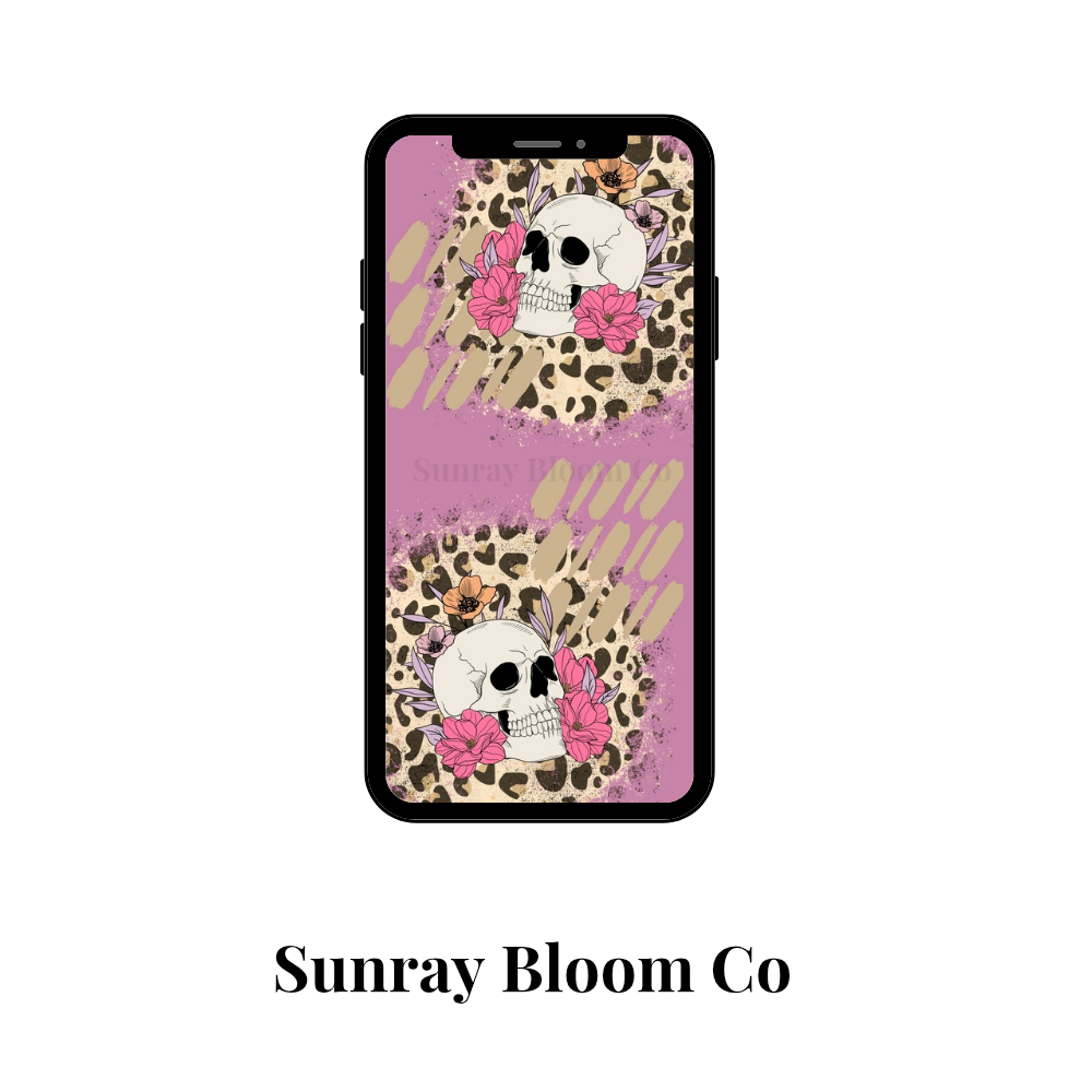 Leopard Print Skully Phone Wallpaper Digital Download