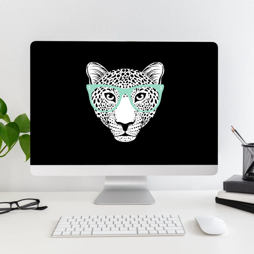 Cheetah with Teal Glasses Desktop Wallpaper