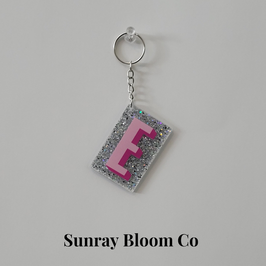 E Personalized Glitter Keychain