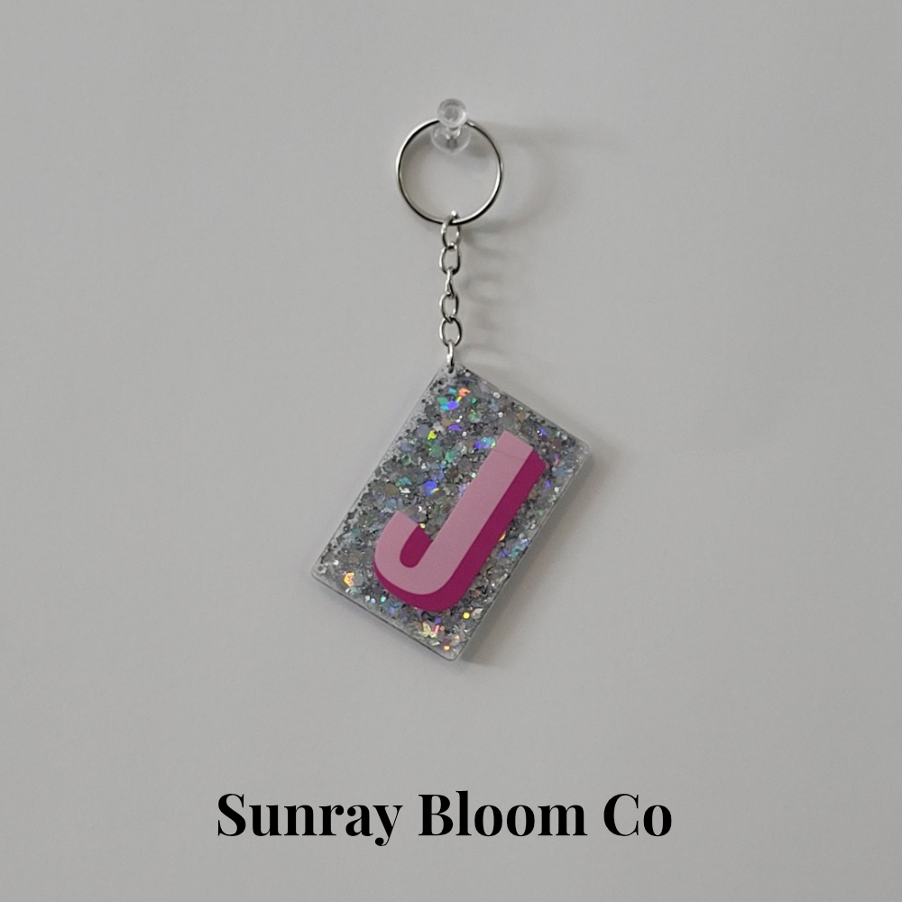 J Personalized Glitter Keychain