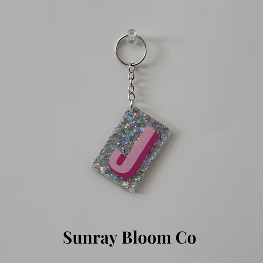 J Personalized Glitter Keychain