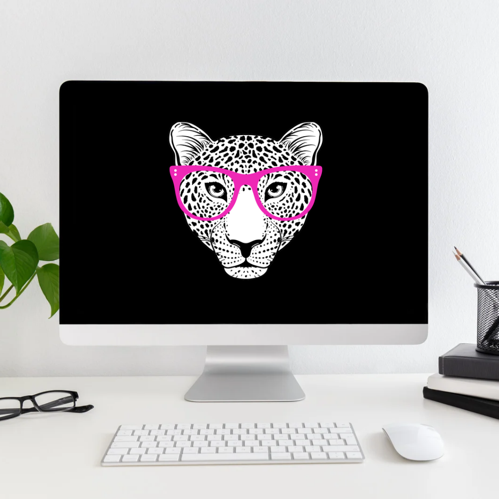 Cheetah with Hot Pink Glasses Desktop Wallpaper