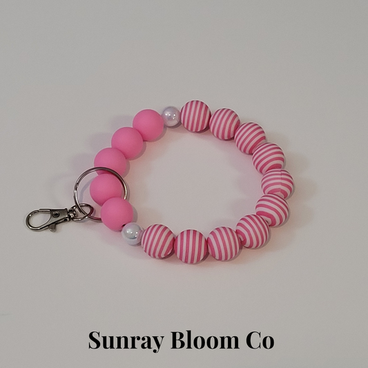Pink Stripe Wristlet