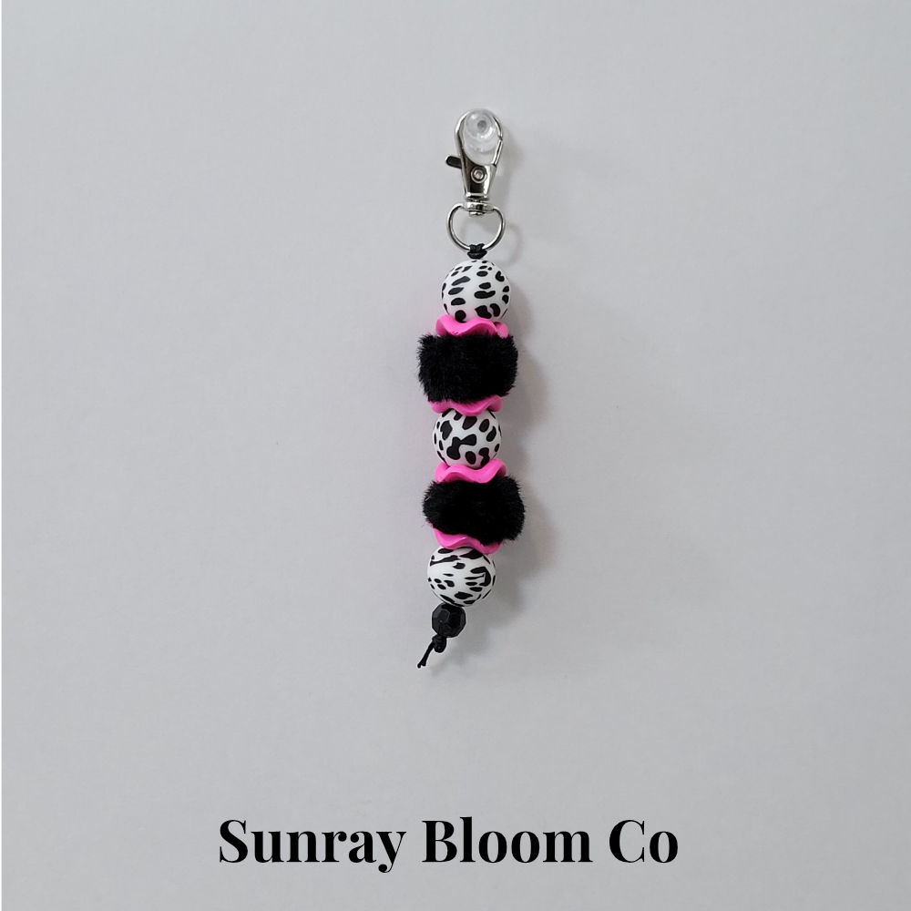 Speckled Hot Pink Beaded Clip