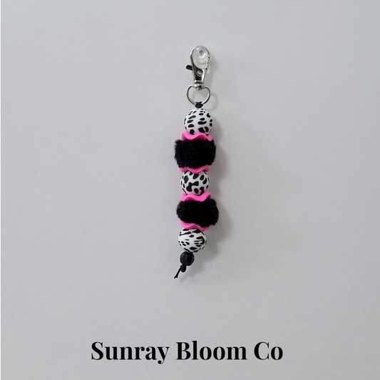 Speckled Hot Pink Beaded Clip