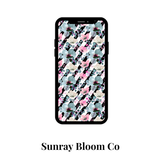 Blue Watercolor Floral Phone Wallpaper Digital Download