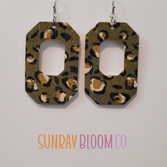 Olive Green Animal Print Earrings