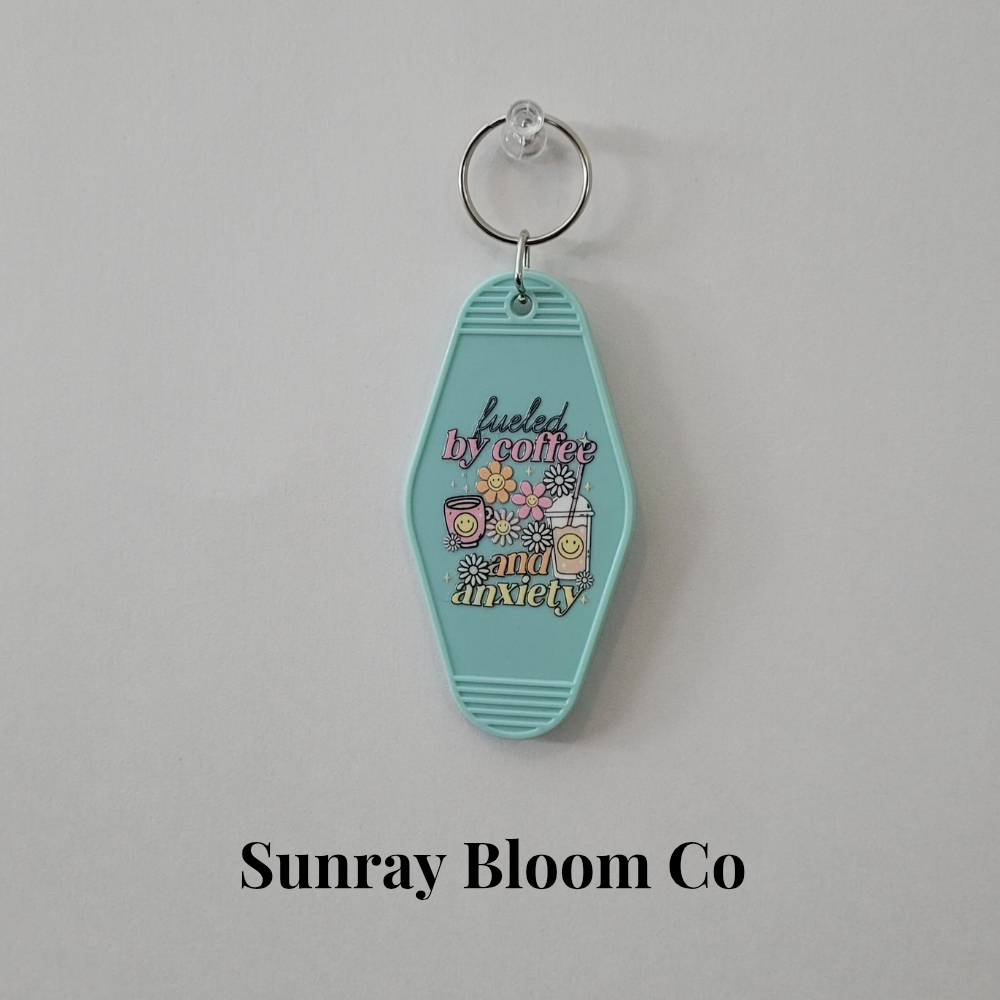 Fueled by Coffee and Anxiety Acrylic Hotel Keychain