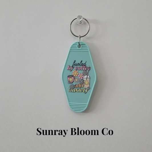 Fueled by Coffee and Anxiety Acrylic Hotel Keychain