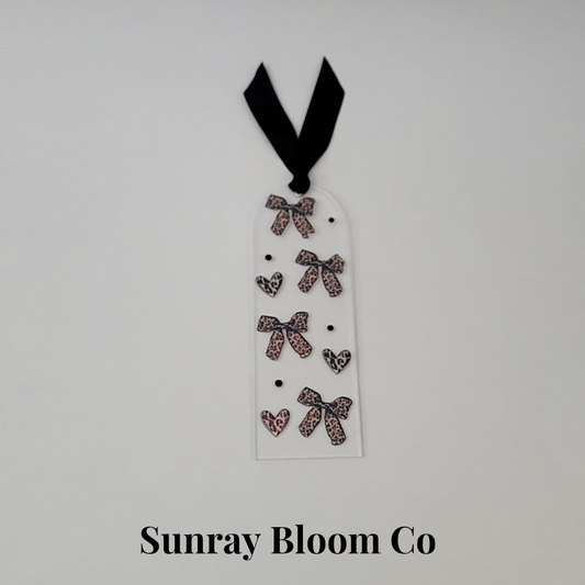 Leopard Print Bows and Hearts Bookmark