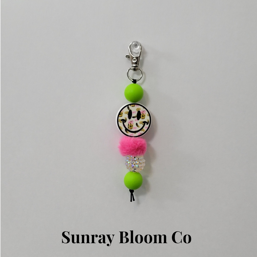 Pickle Smiley Beaded Clip