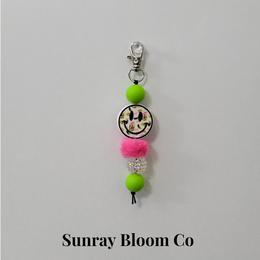 Pickle Smiley Beaded Clip