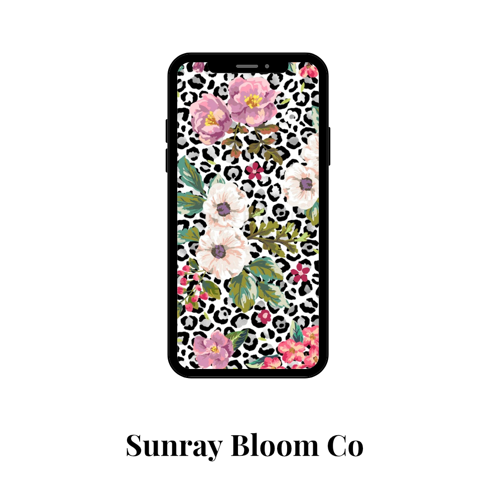 Florals with Cheetah Print Phone Wallpaper Digital Download
