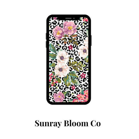 Florals with Cheetah Print Phone Wallpaper Digital Download