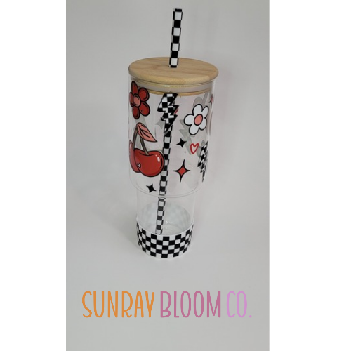 Retro Vibes Glass Drinkware