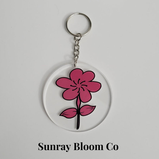 Passion Pink Flower Acrylic Keychain