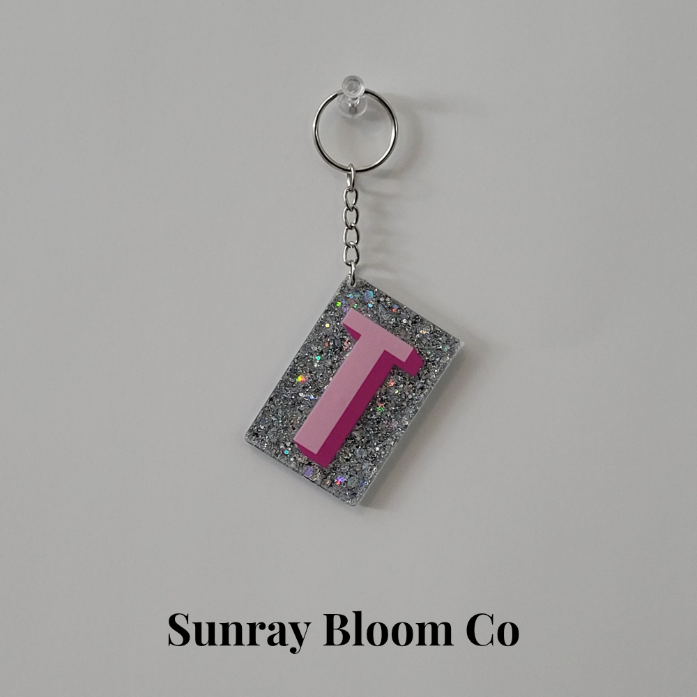 T Personalized Glitter Keychain