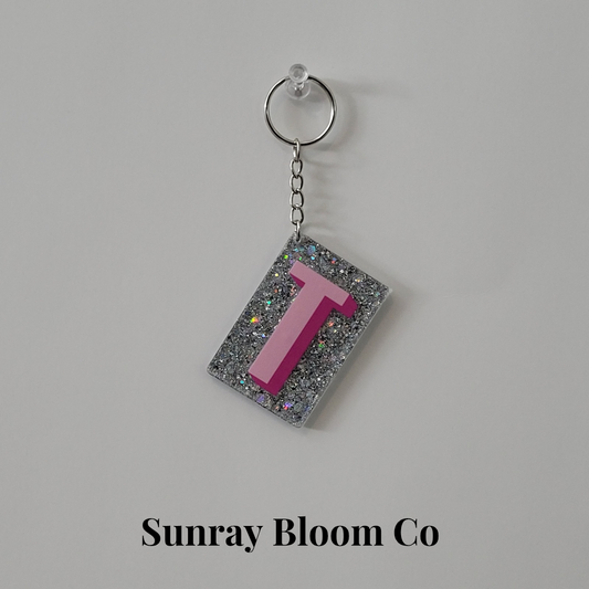 T Personalized Glitter Keychain