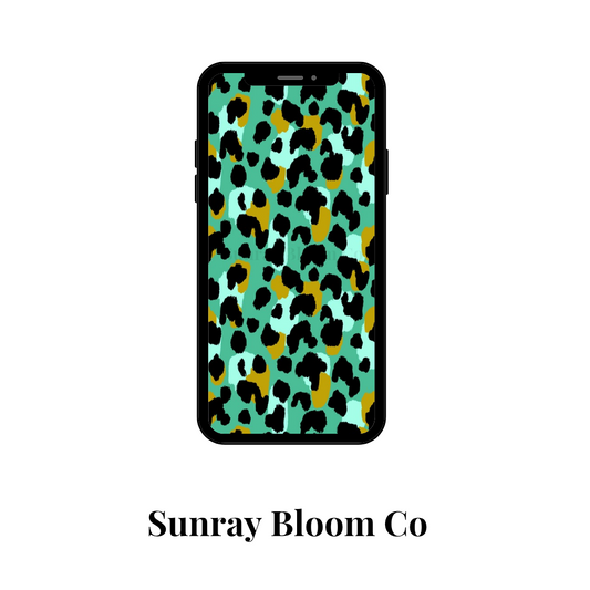 Turquoise Leopard Print Phone Wallpaper Digital Download