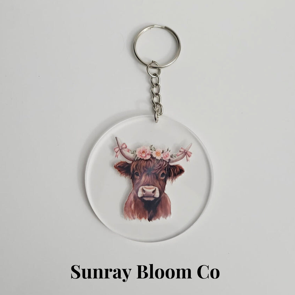 Highland Cow Acrylic Keychain
