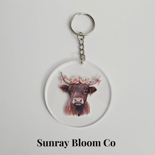 Highland Cow Acrylic Keychain