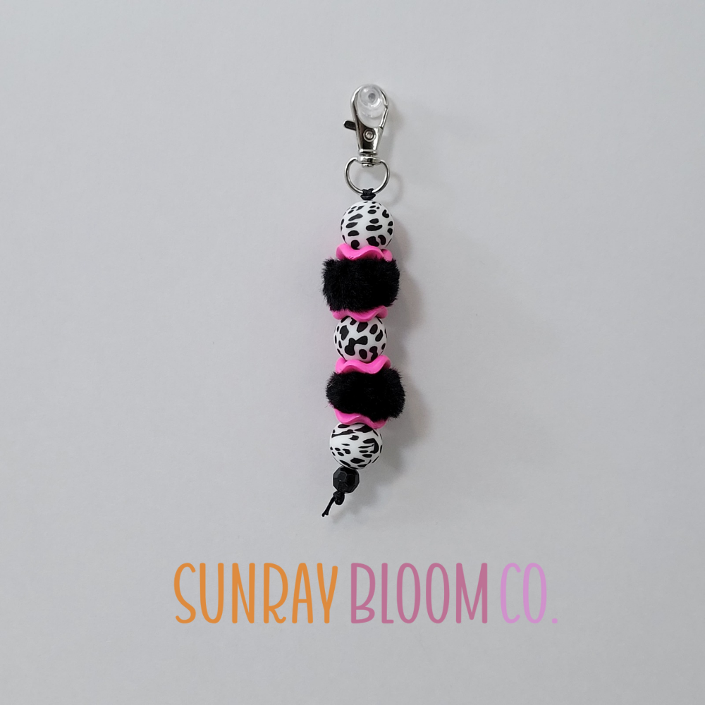 Speckled Hot Pink Beaded Clip