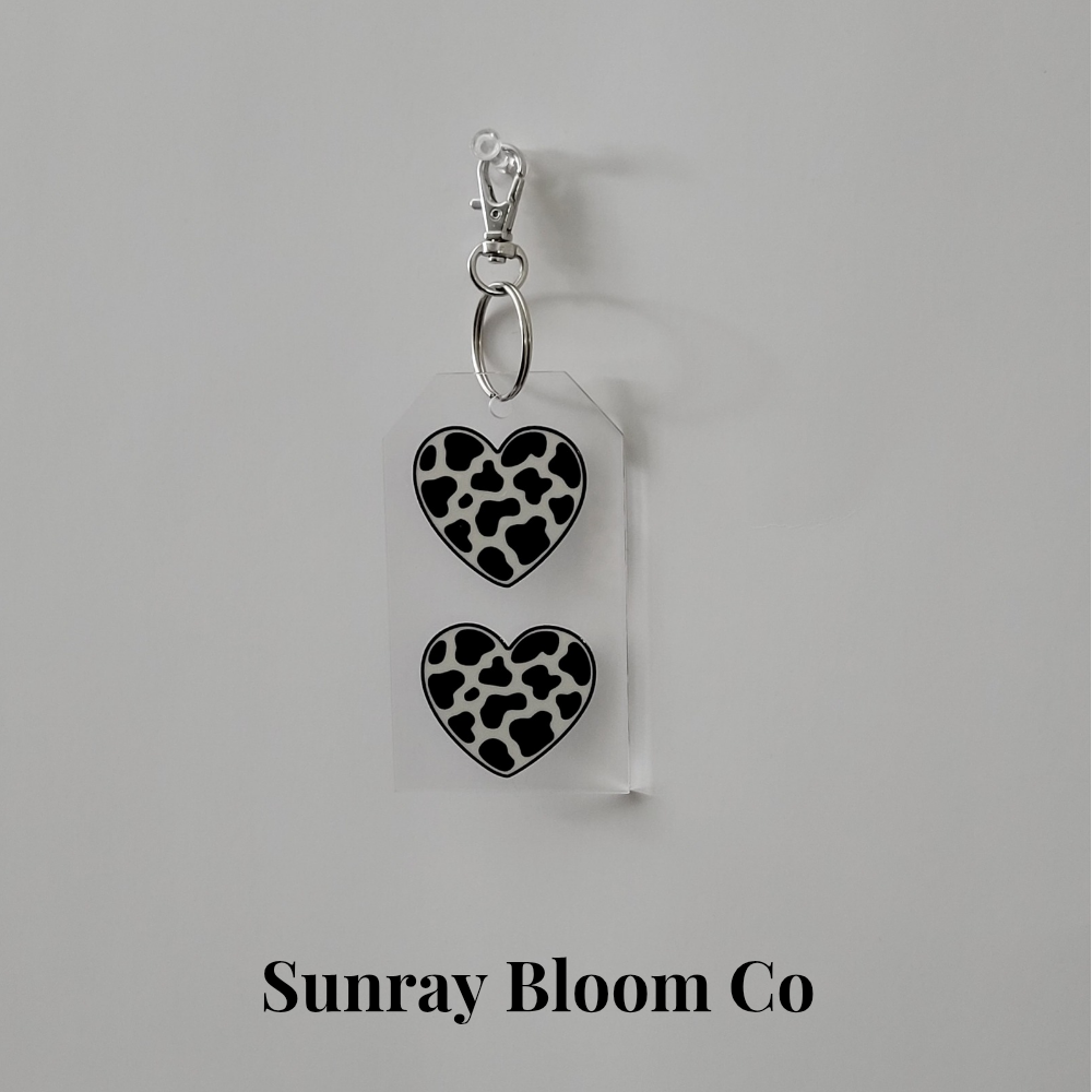 Cow Print Hearts Bag Tag