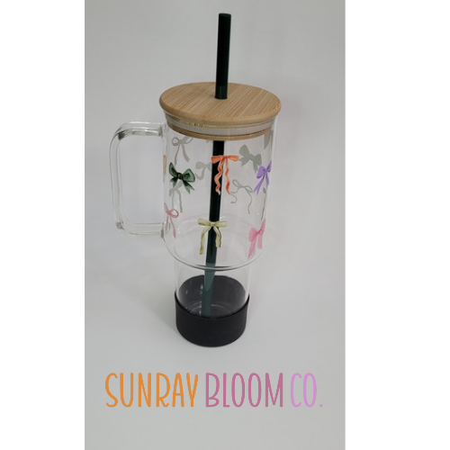 Colorful Coquette Bows Glass Drinkware